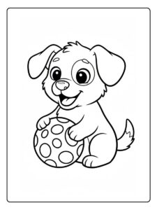 Ausmalbild Hund mit Ball