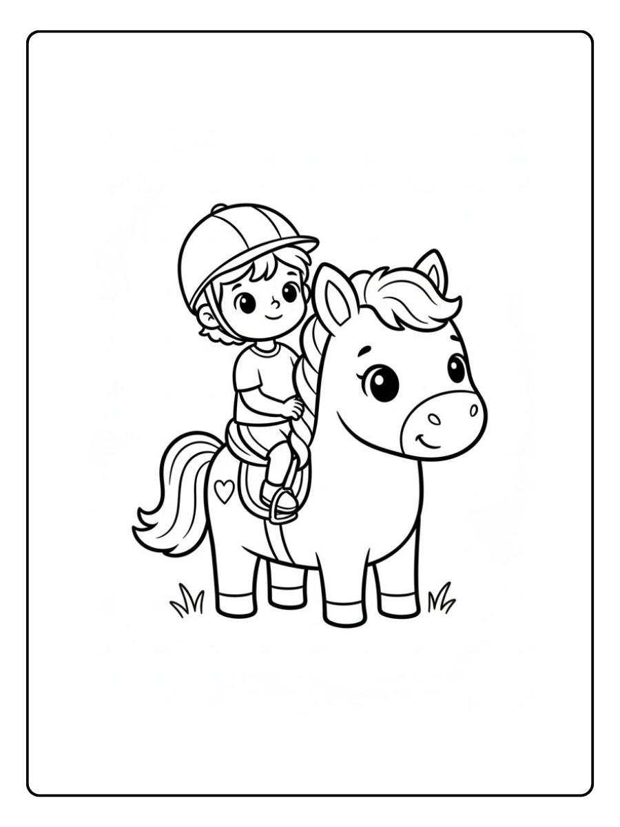 Ausmalbild Pferd beim Reiten