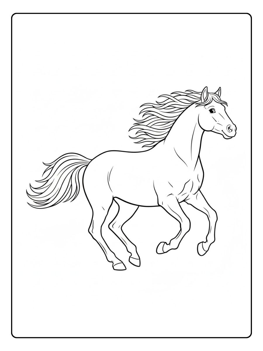 Ausmalbild Pferd im Galopp