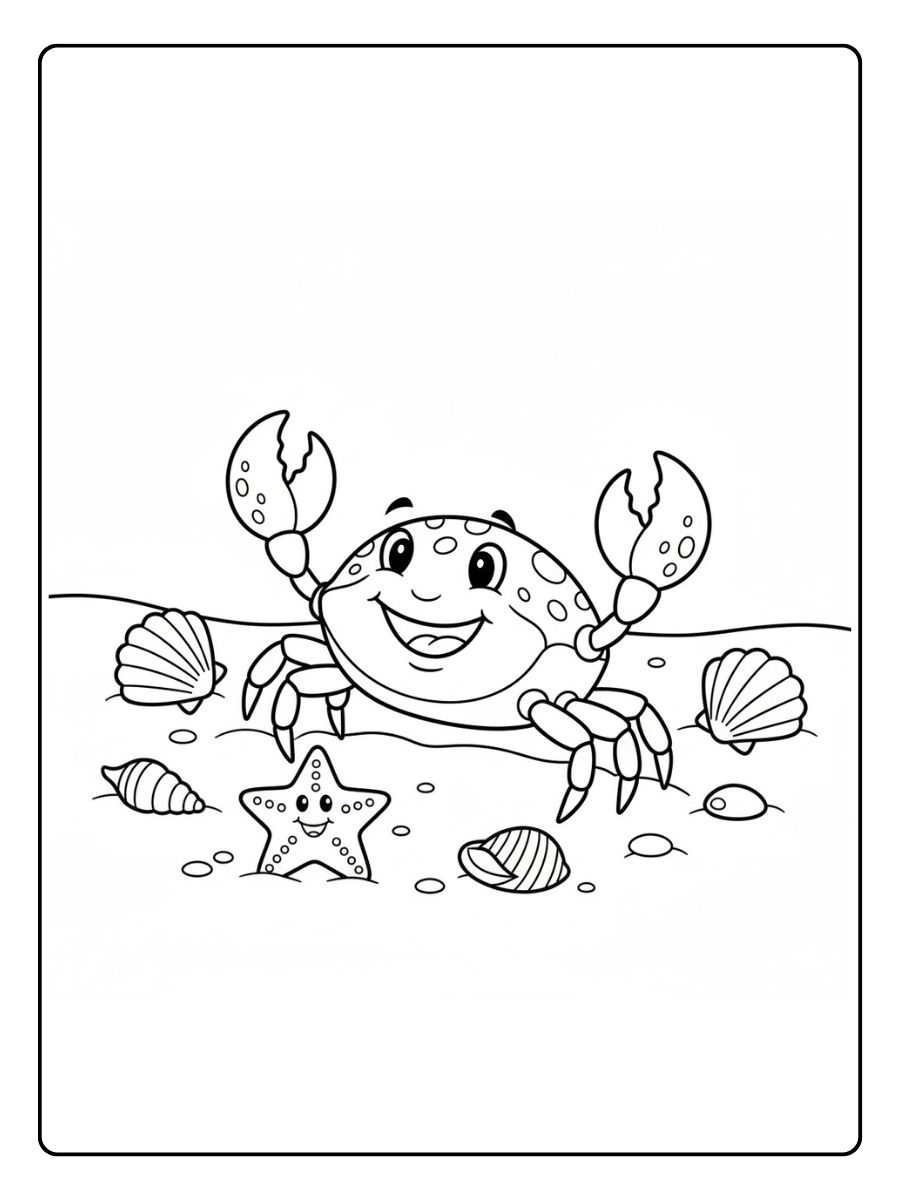 Ausmalbild Unterwasser Krabbe