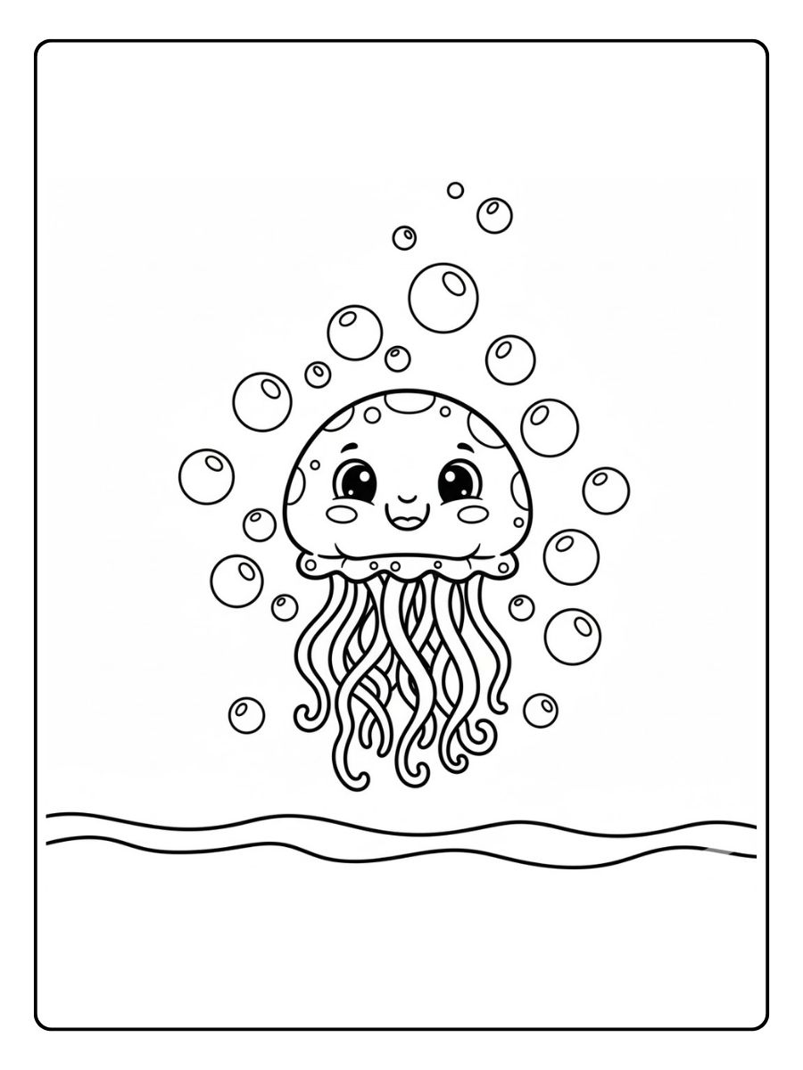 Ausmalbild Unterwasser Qualle