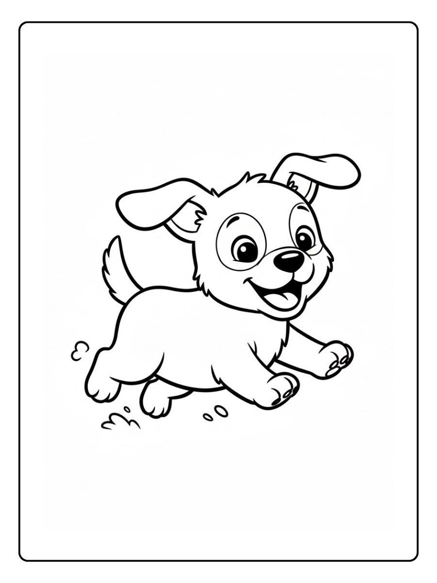 Ausmalbild Welpe spielen
