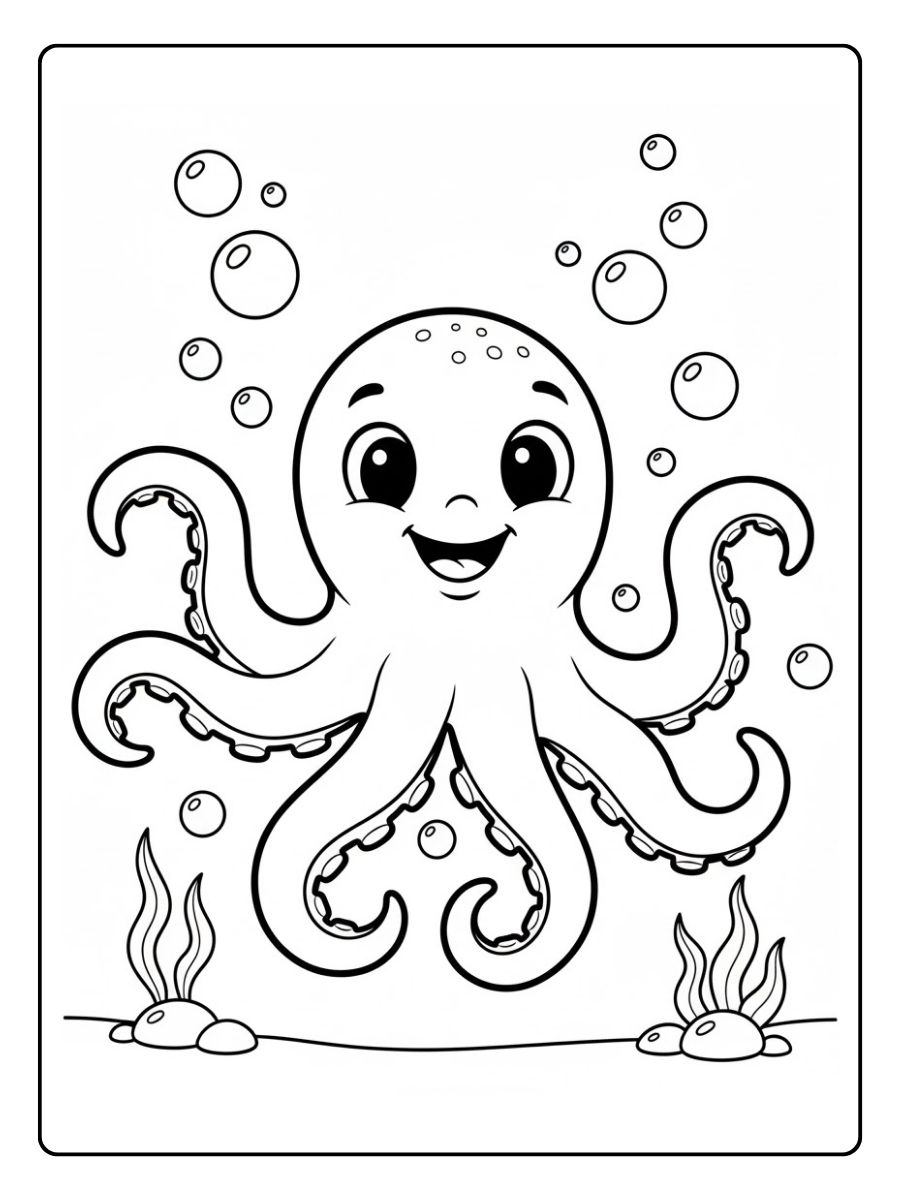 Ausmalbilder Meerestiere Oktopus