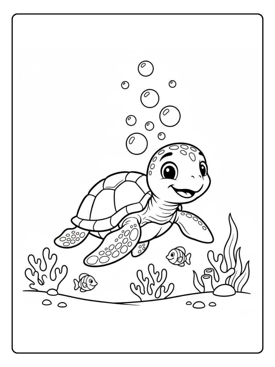 Ausmalbilder Meerestiere Schildkröte