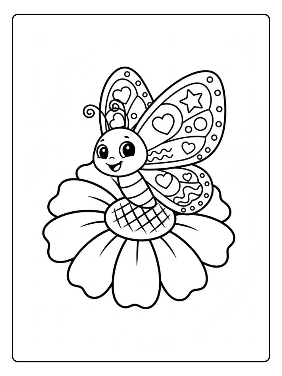 Ausmalbilder Schmetterling auf Blume