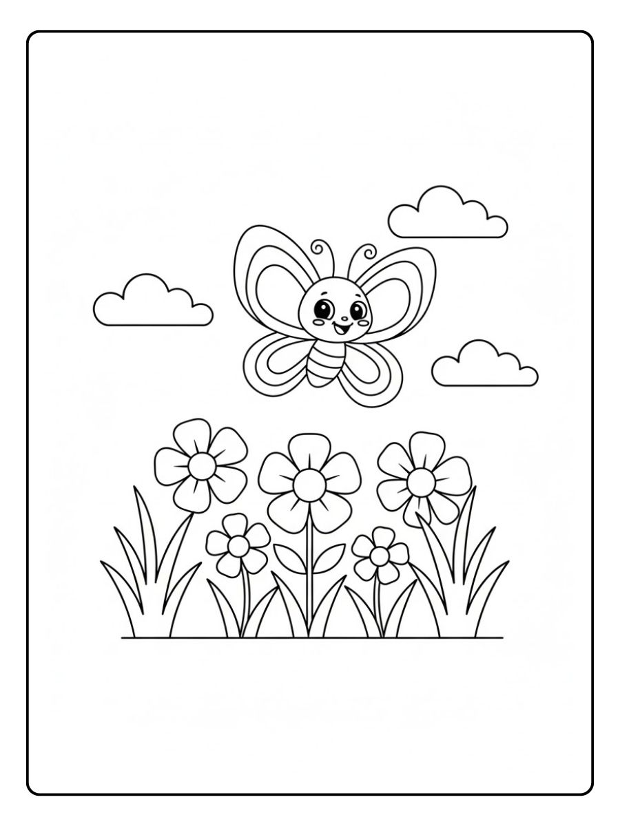 Ausmalbilder Schmetterling im Garten