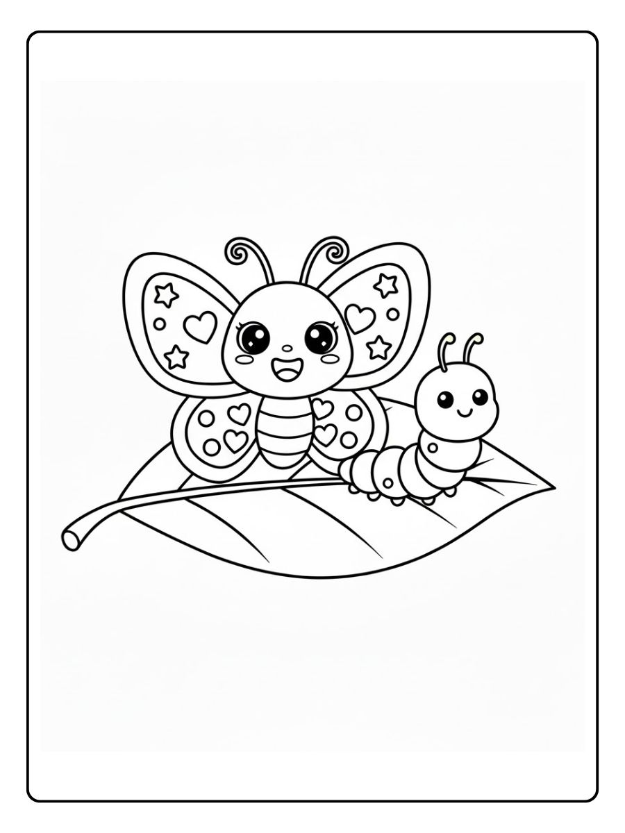 Ausmalbilder Schmetterling und Raupe