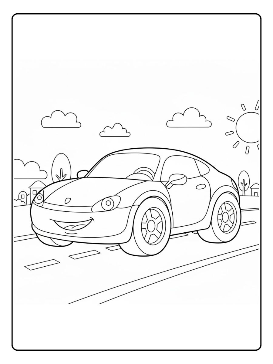 Ausmalbilder Sportwagen auf der Straße