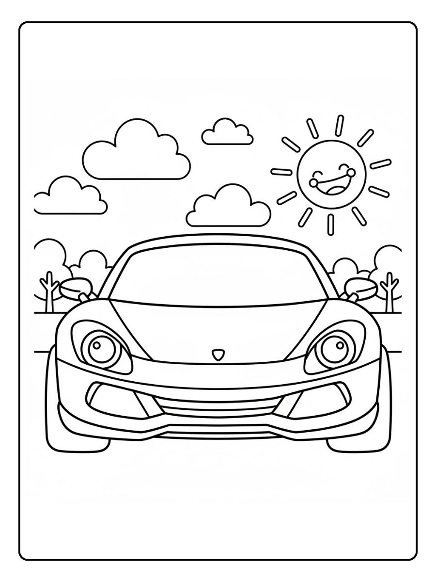 Ausmalbilder Sportwagen von vorne