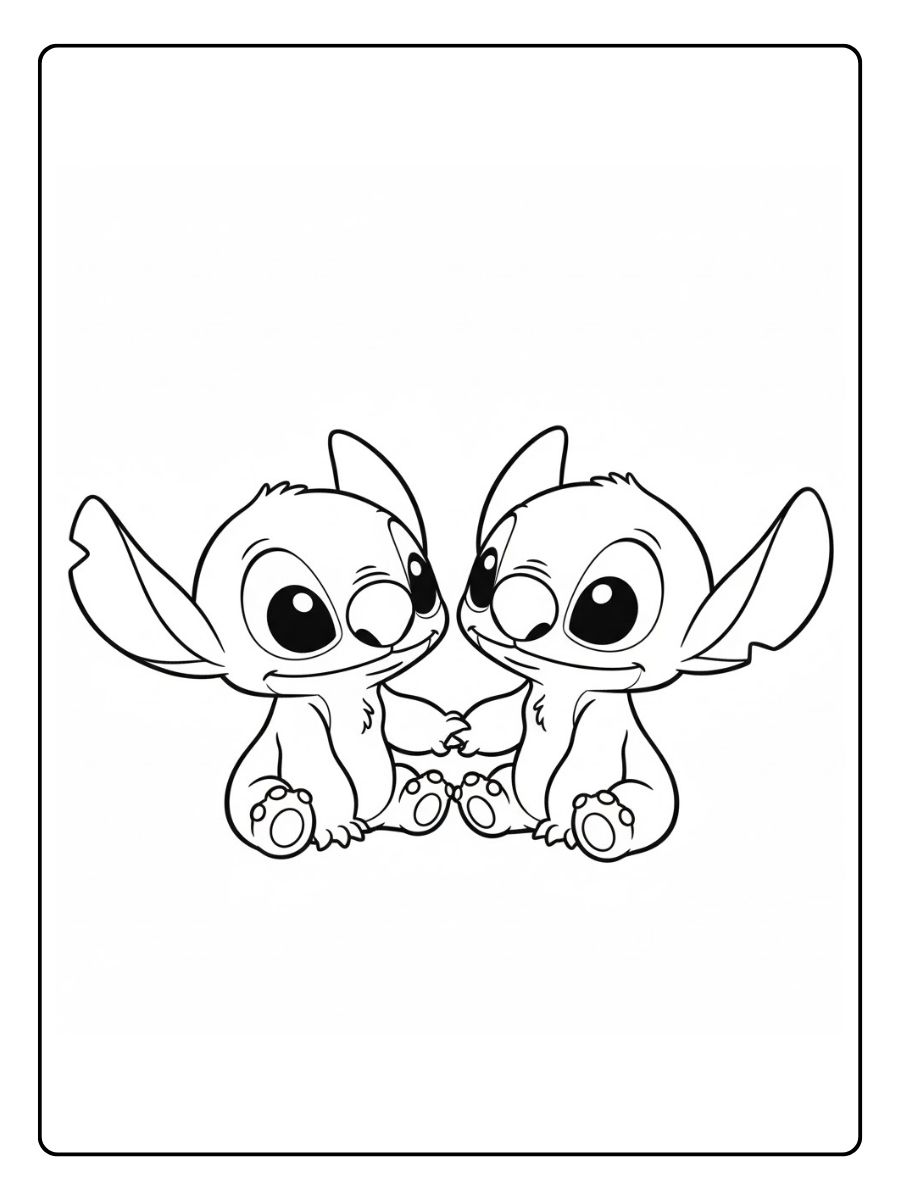 Baby Stitch und Angel Ausmalbild