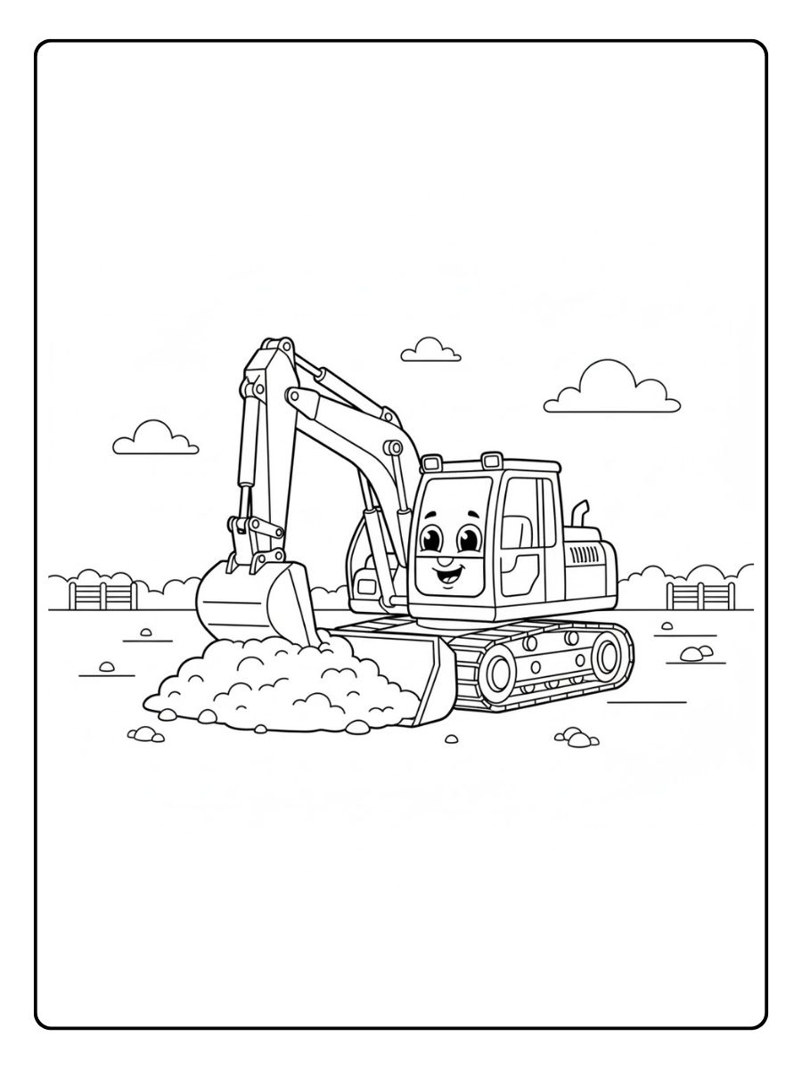 Bagger auf dem Feld Ausmalbild