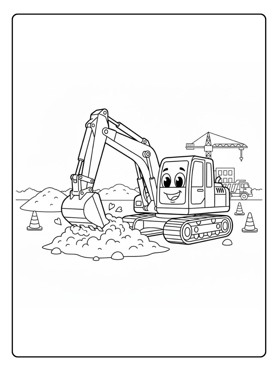 Bagger beim Graben Ausmalbild