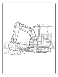 Bagger mit Anhänger Ausmalbild