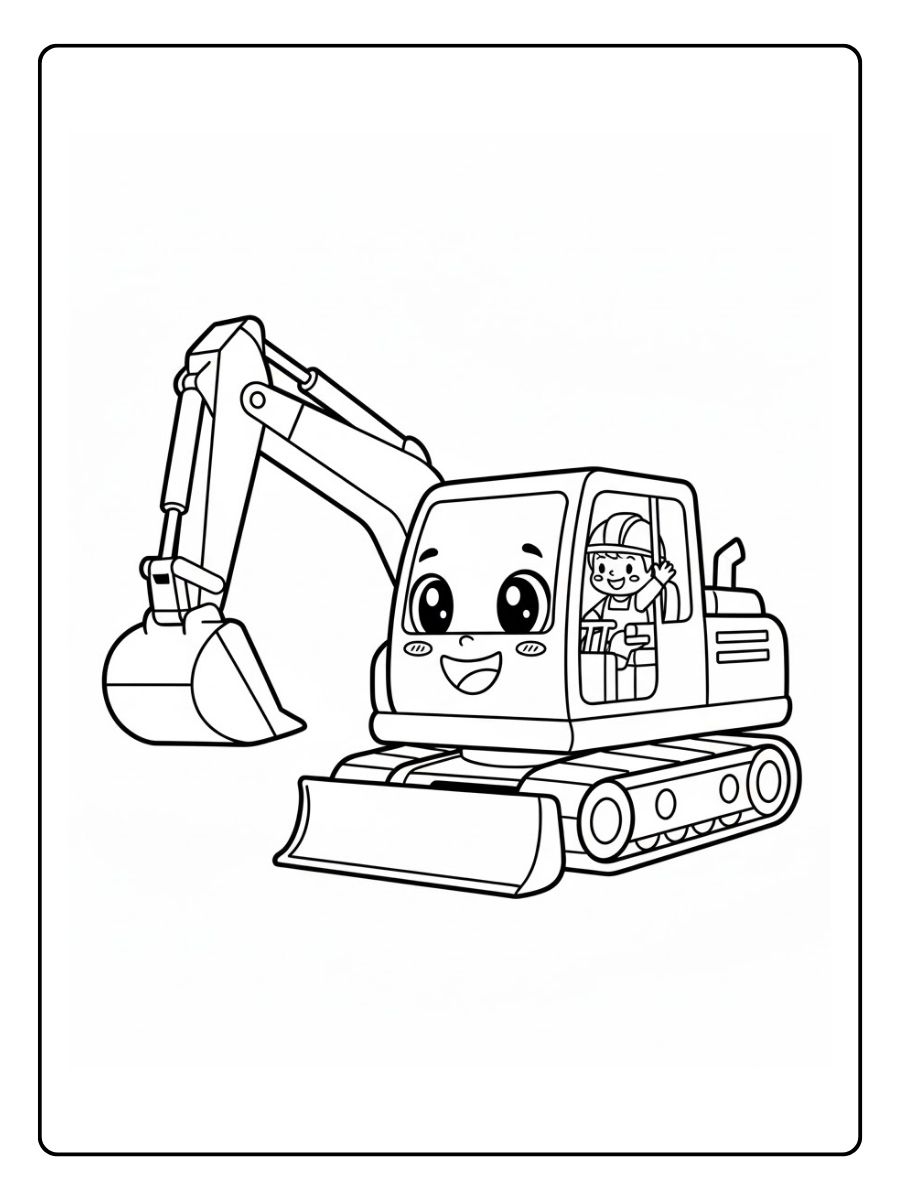 Bagger mit Fahrer Ausmalbild