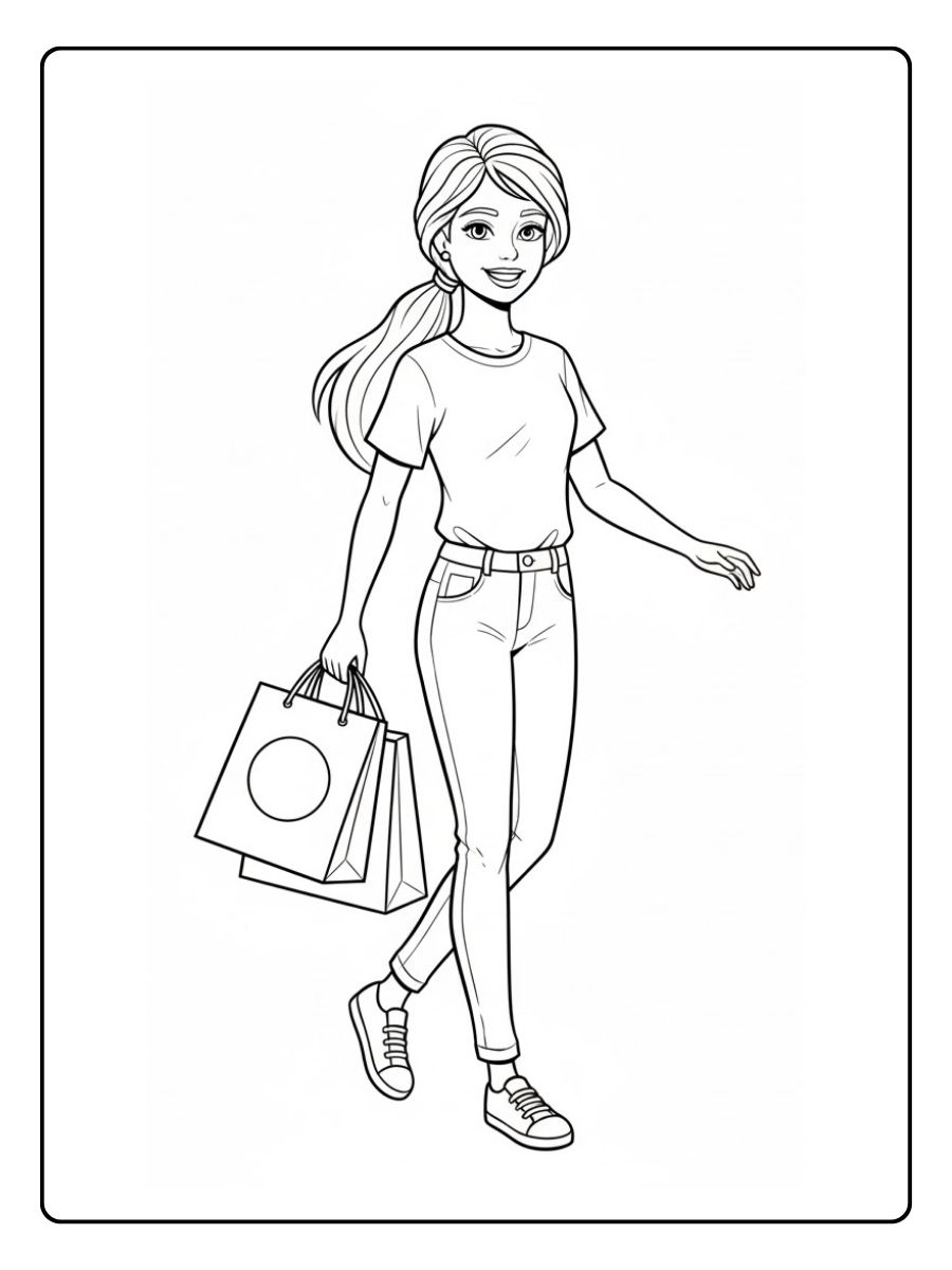 Barbie im Alltag Ausmalbilder