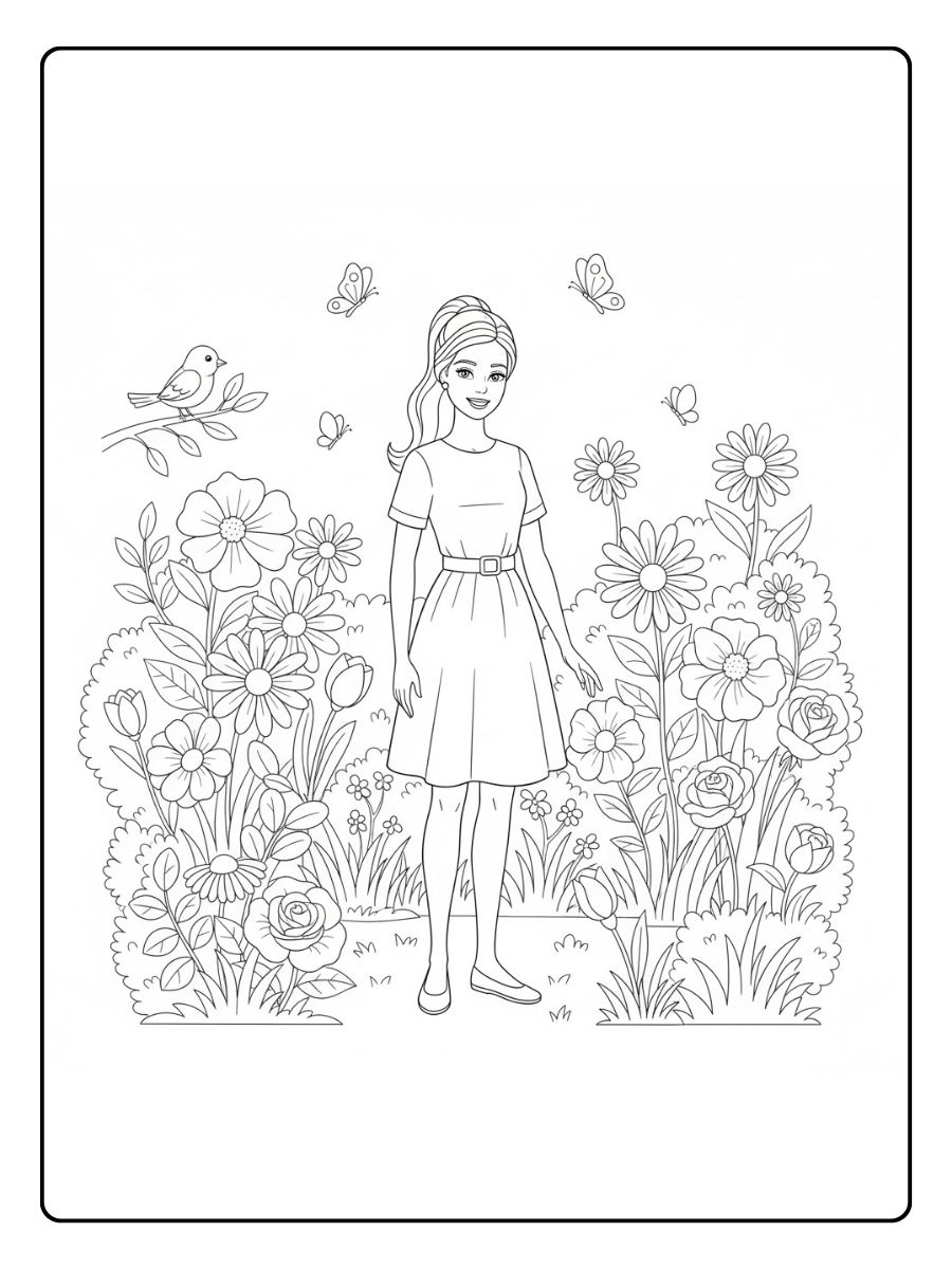 Barbie im Garten Ausmalbilder