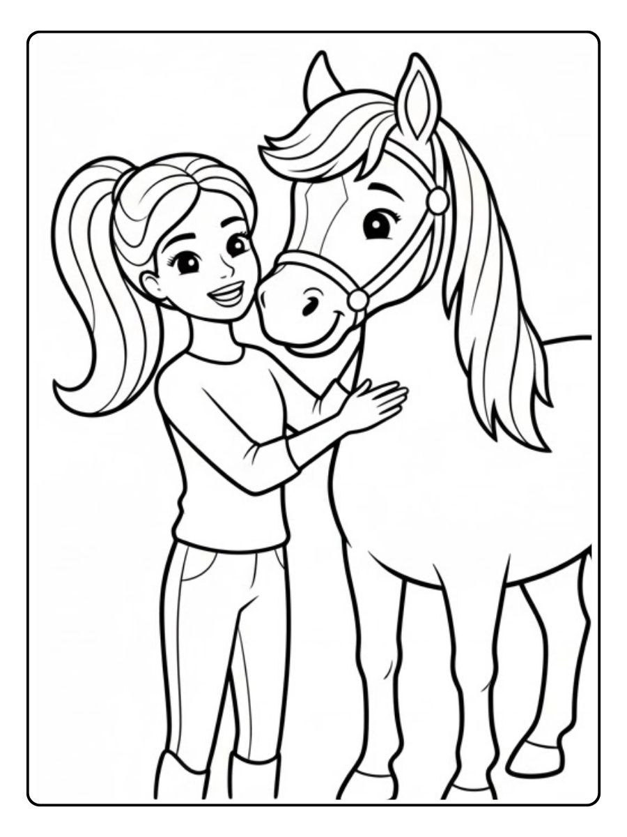 Barbie mit Pferd Ausmalbilder