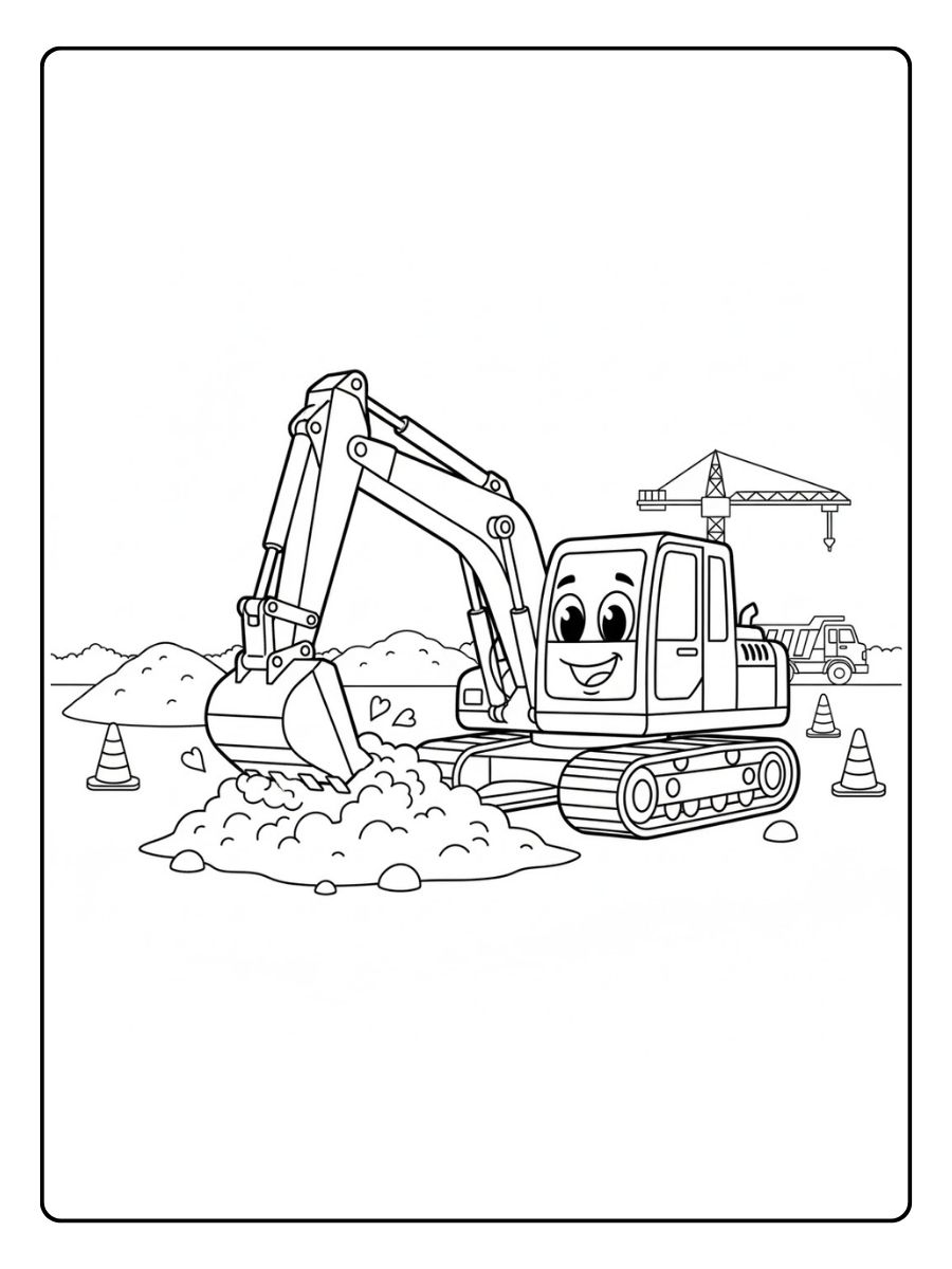 Baustelle Bagger Ausmalbild