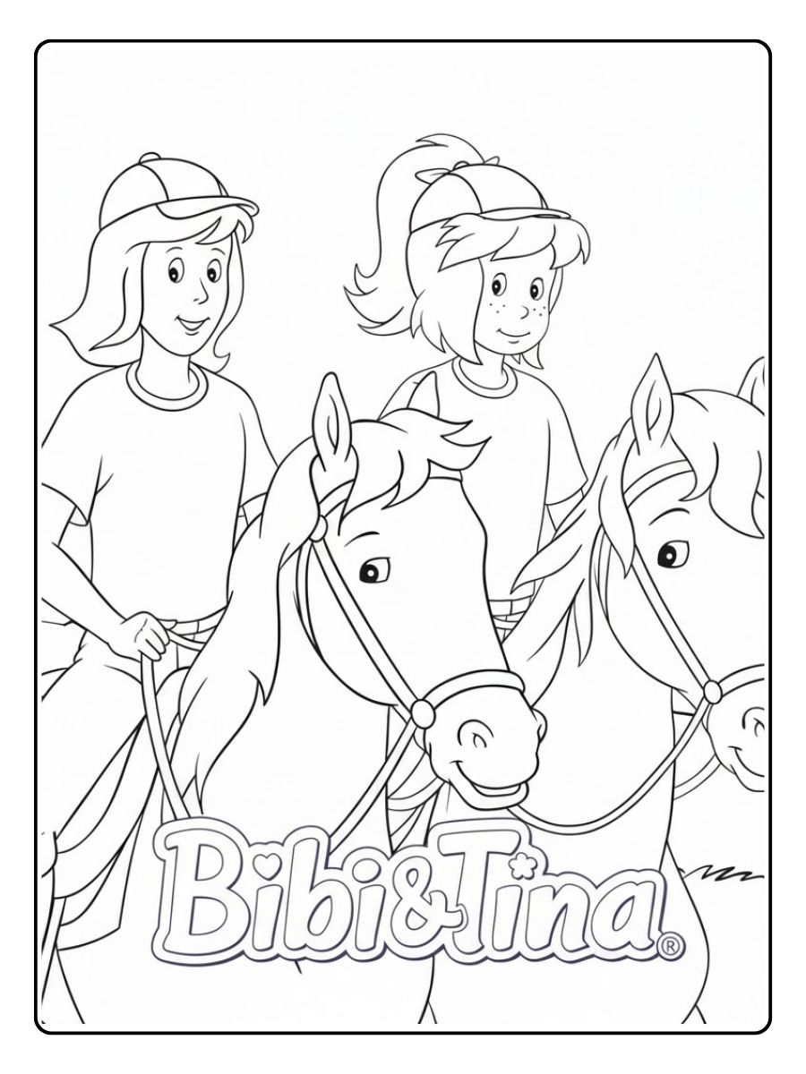 Bibi und Tina beim Reiten Ausmalbilder