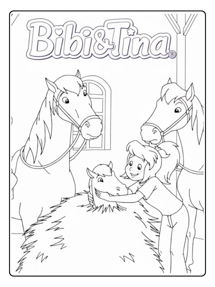 Bibi und Tina pflegen Pferd Ausmalbilder