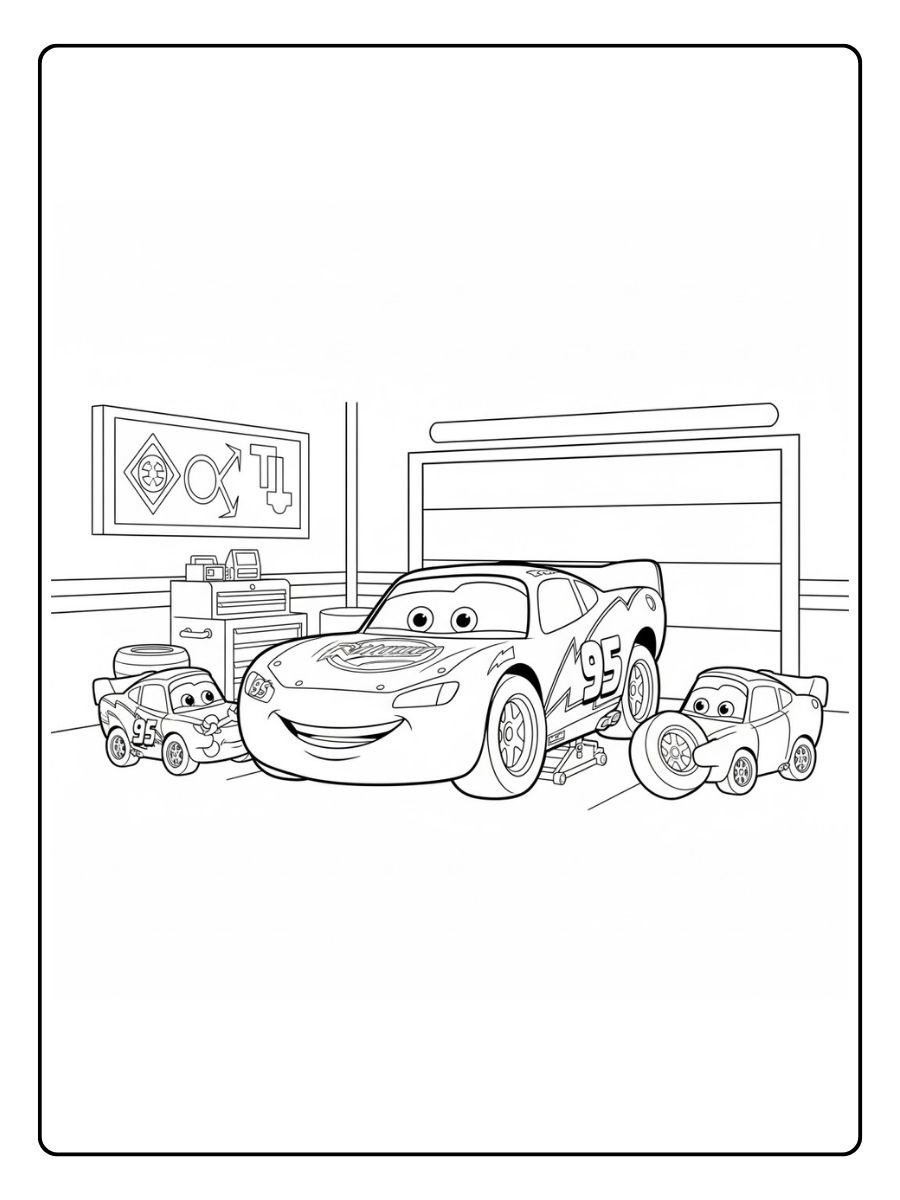 Boxenstopp Cars Ausmalbilder