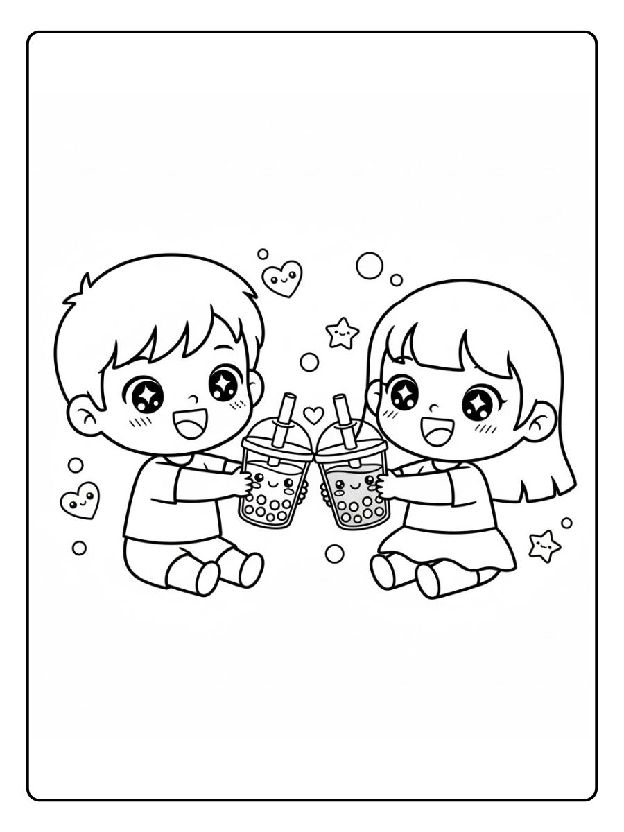 Bubble Tea Ausmalbilder Freunde