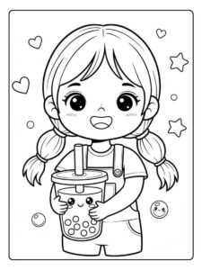 Bubble Tea Ausmalbilder Mädchen