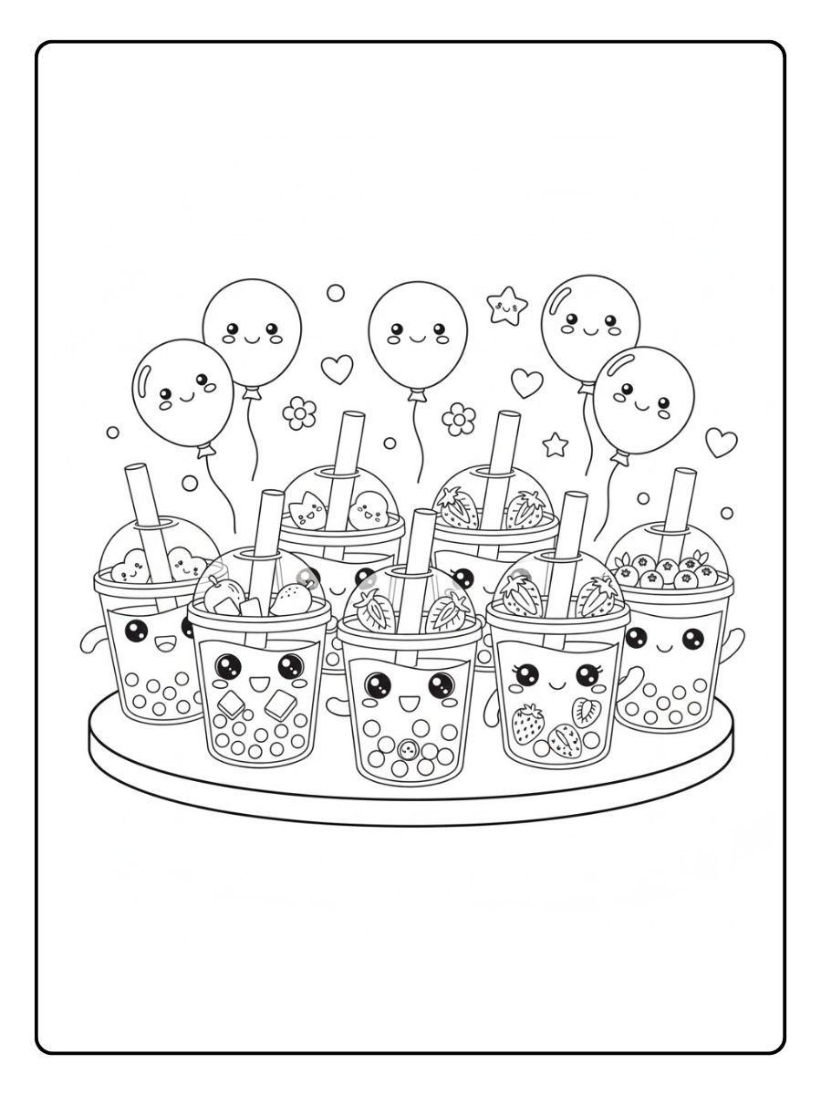 Bubble Tea Ausmalbilder Party