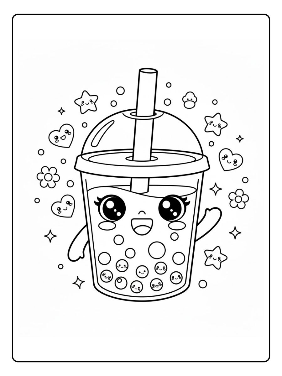 Bubble Tea Ausmalbilder für Kinder