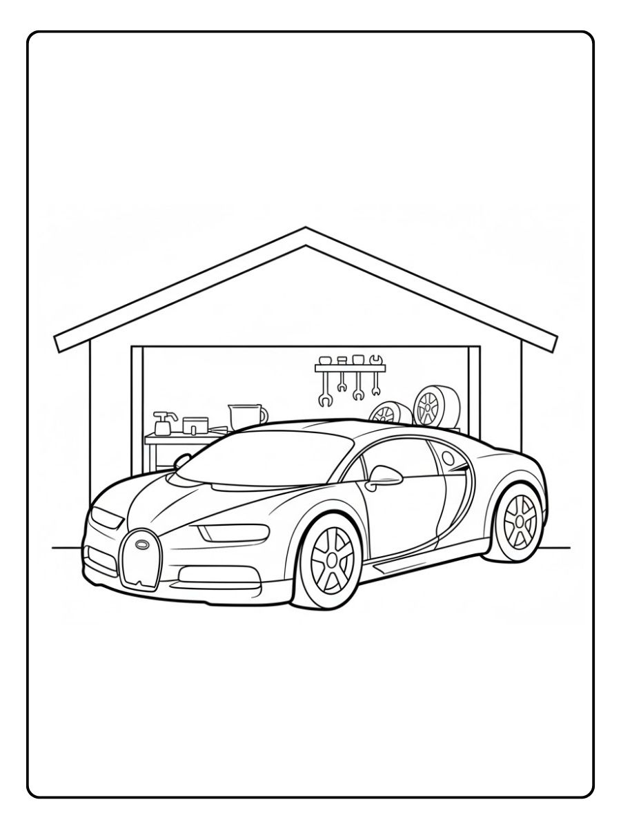 Bugatti Garage Ausmalbilder