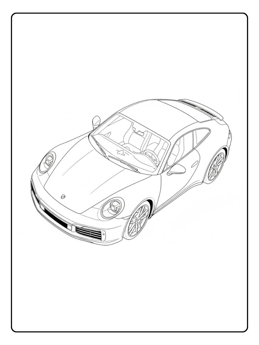 Cartoon Style Porsche Ausmalbild