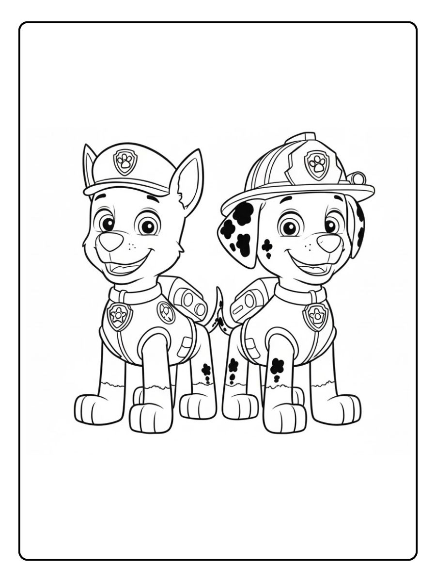 Chase und Marshall Paw Patrol Ausmalbilder Chase
