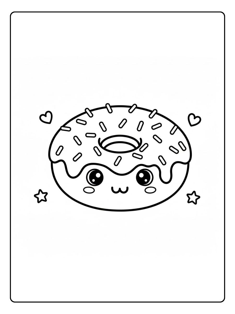 Donut Freude Ausmalbilder Kawaii Food