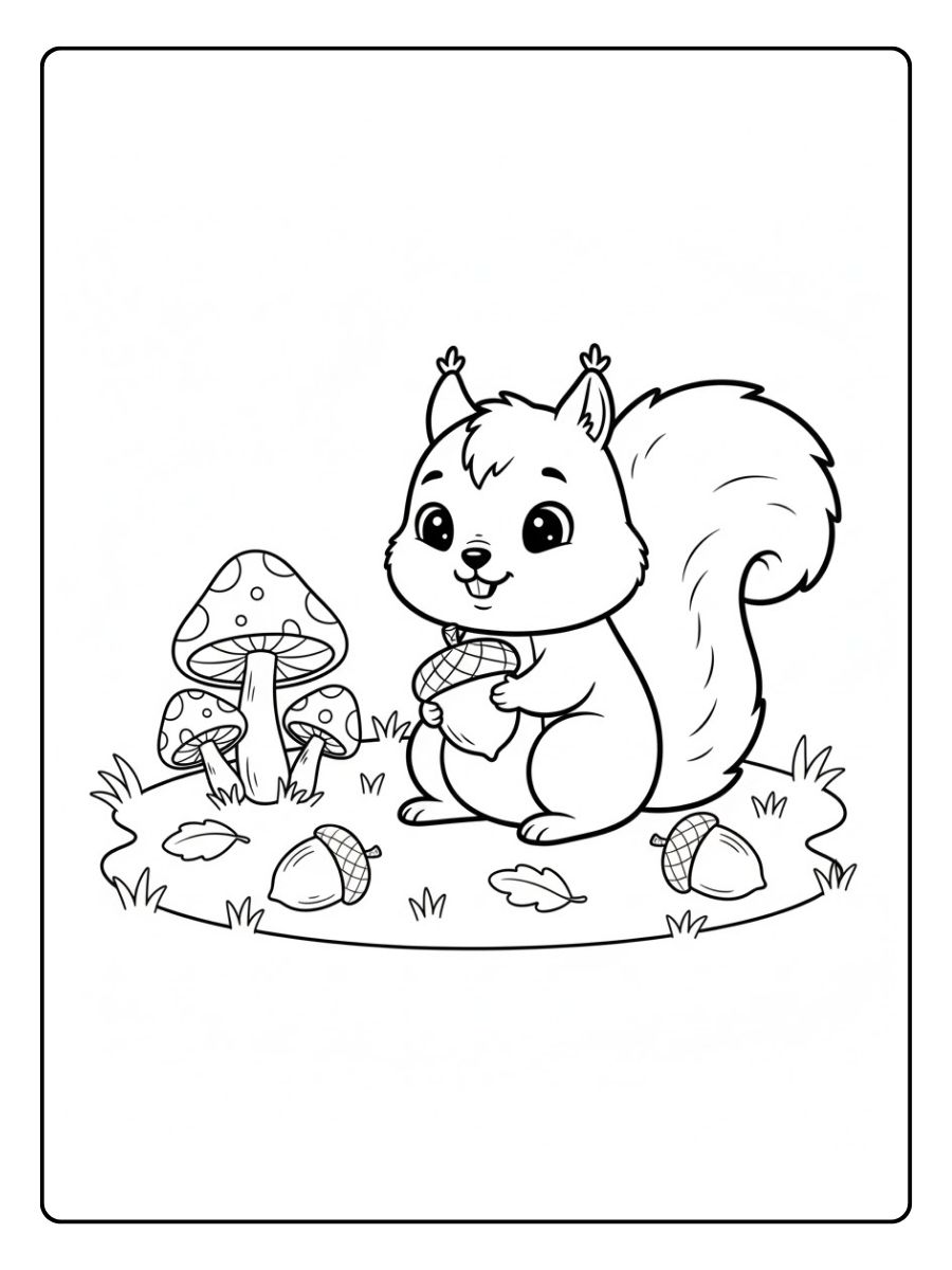 Eichhörnchen Ausmalbild im Wald