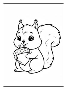 Eichhörnchen Ausmalbild mit Nuss