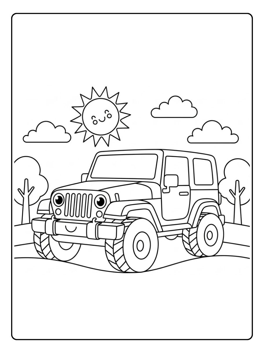 Einfaches Jeep Ausmalbild