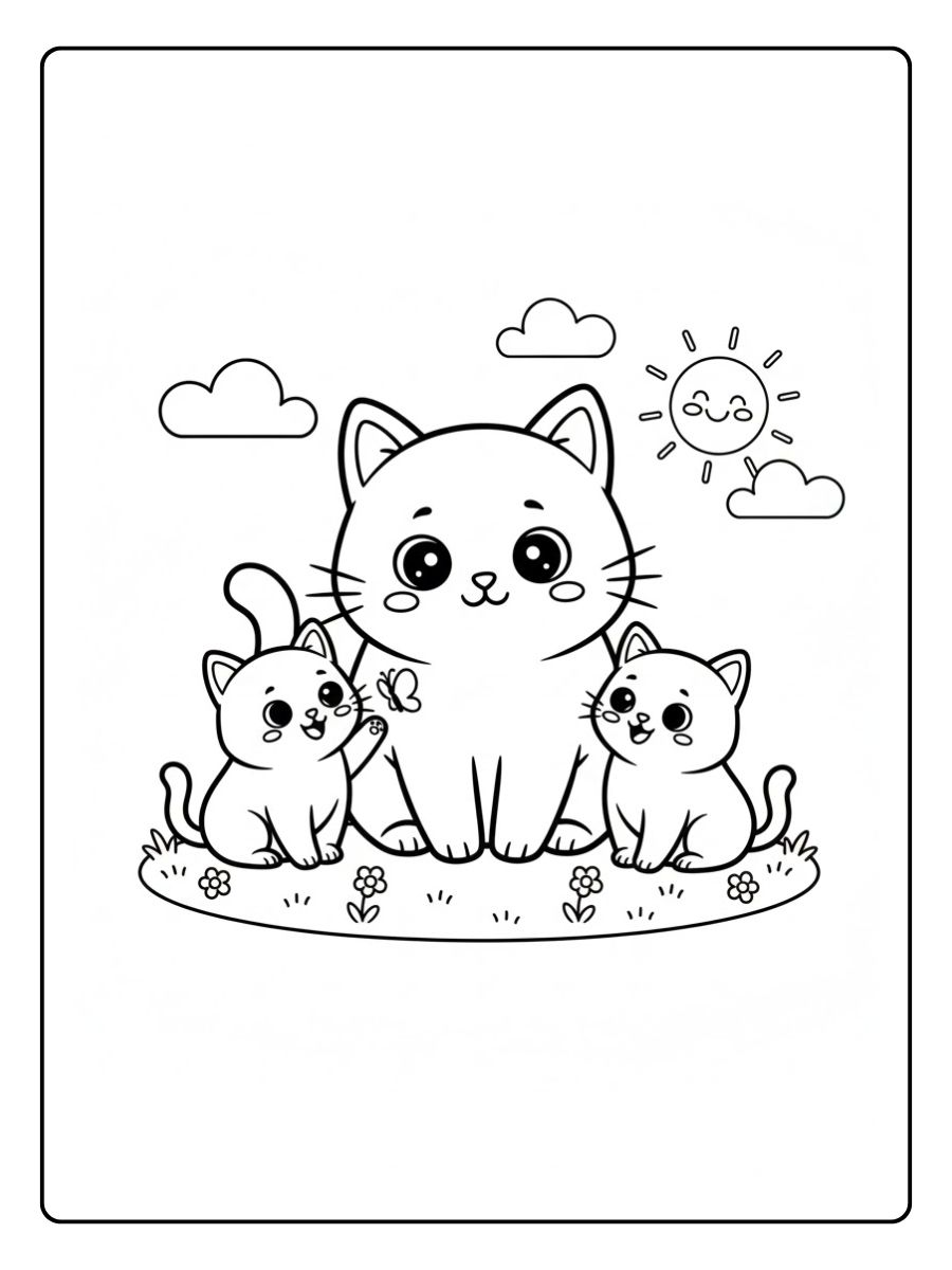 Familie Ausmalbild Katze