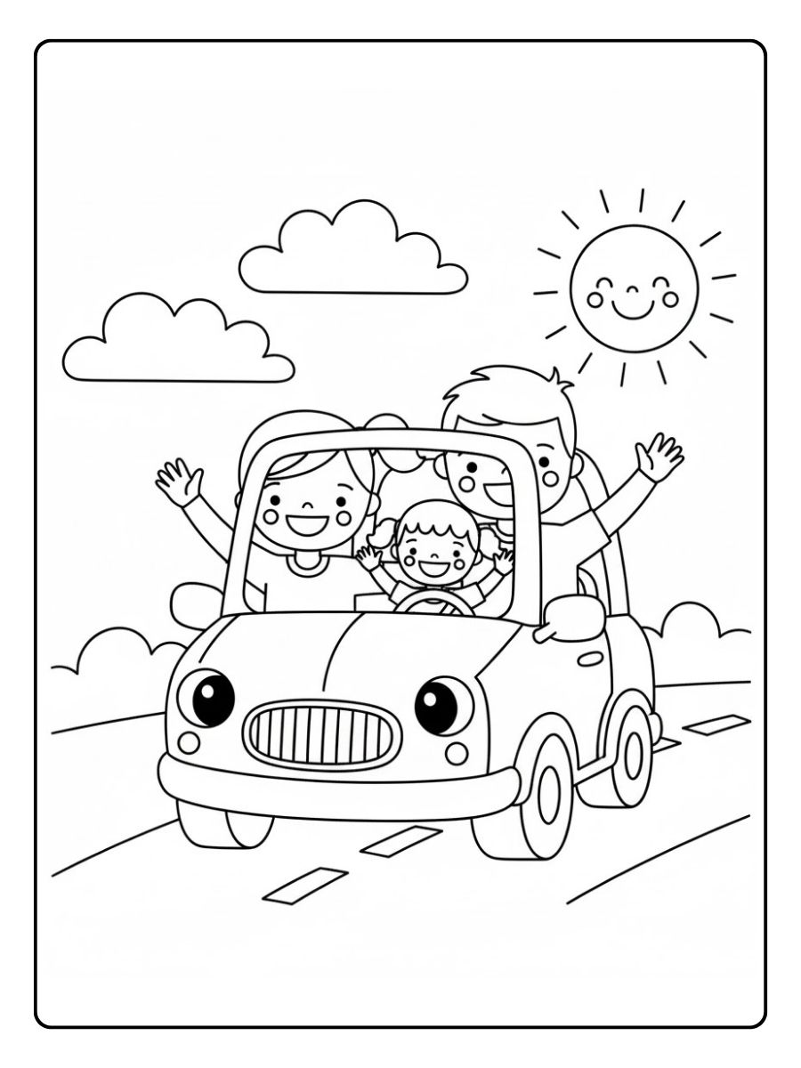 Familie Auto Ausmalbild