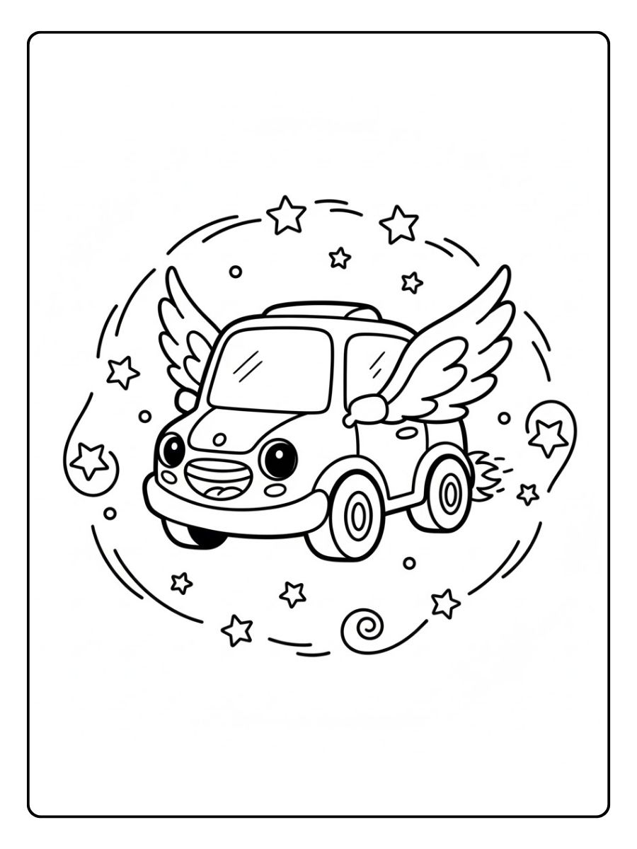 Fantasie Auto Ausmalbild