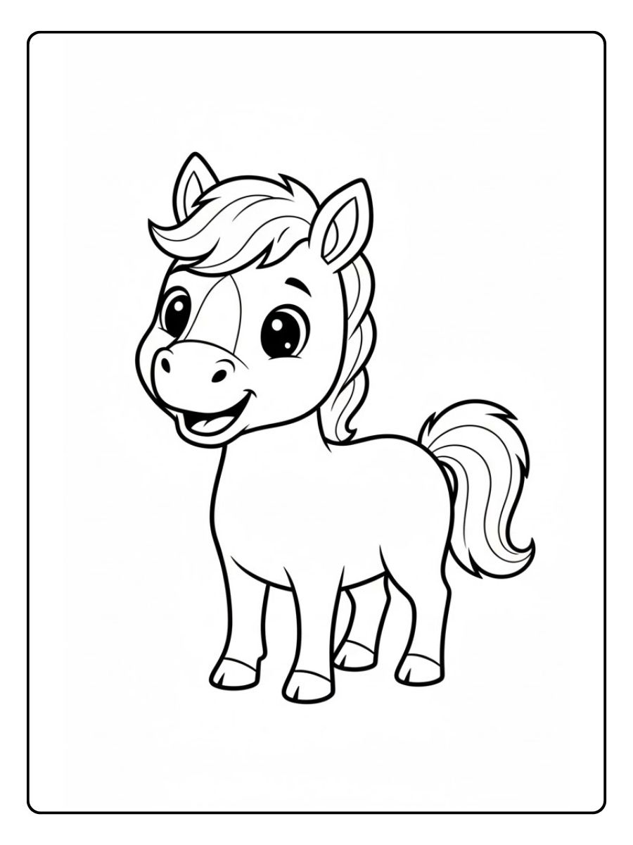 Freundliches Ausmalbild Pferd