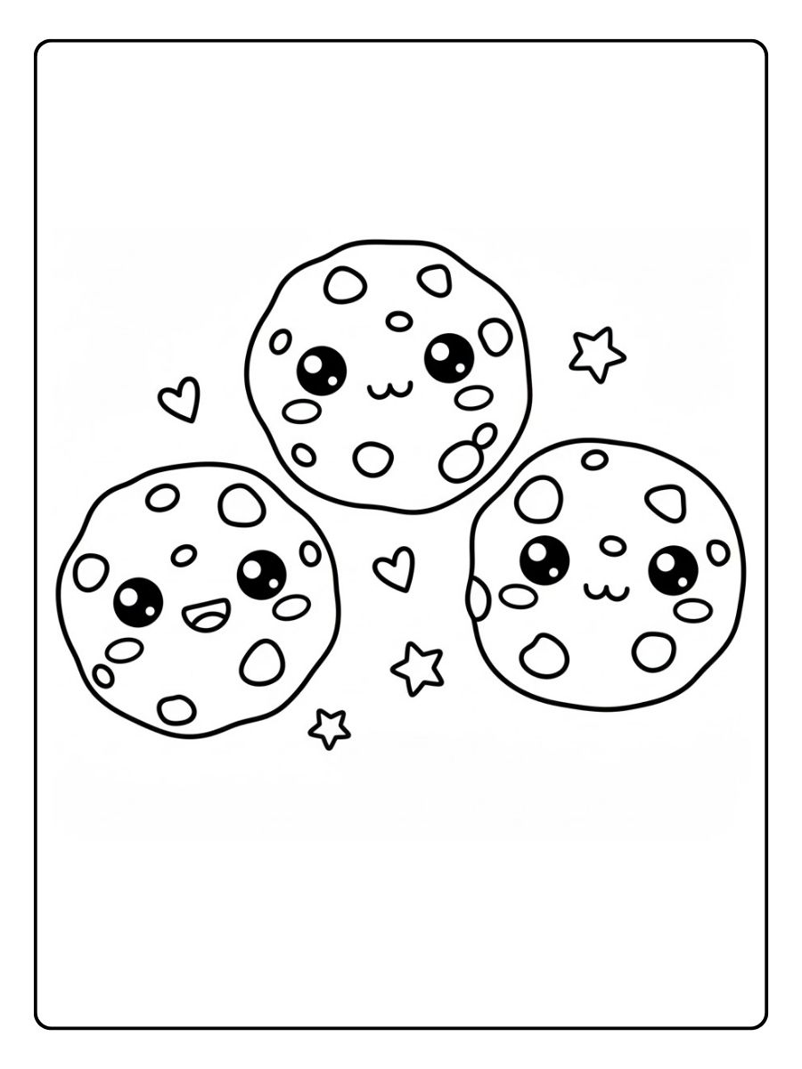 Fröhliche Kekse Ausmalbilder Kawaii Food