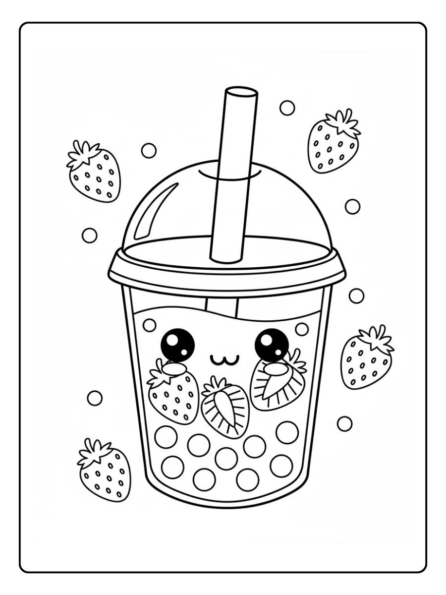 Fruchtiger Bubble Tea Ausmalbilder Becher