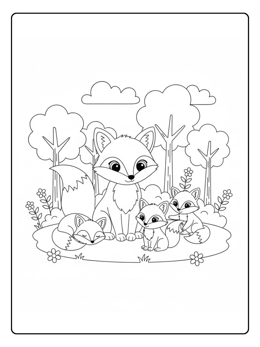 Fuchs Familie Ausmalbild