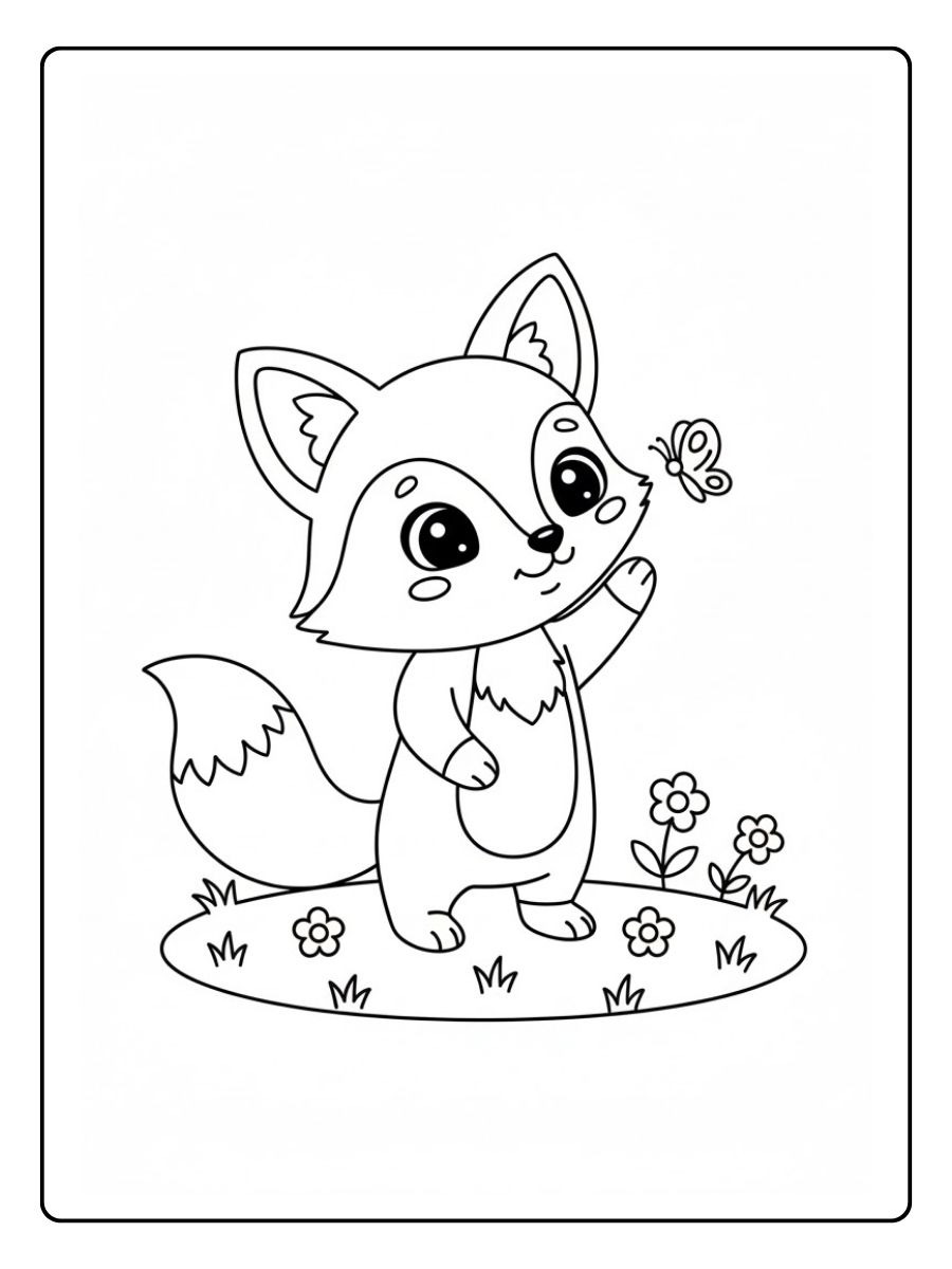 Fuchs und Schmetterling Ausmalbild