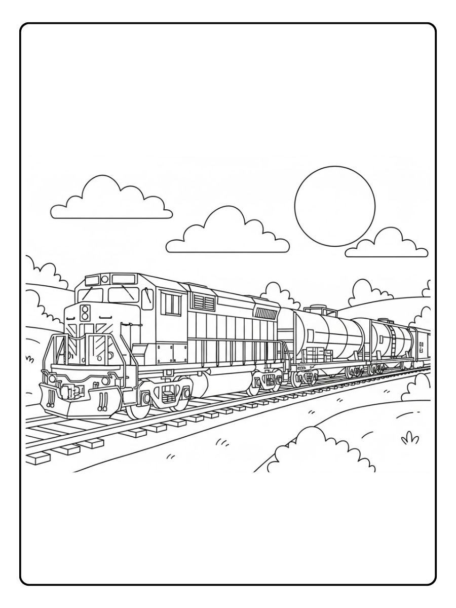 Güterzug Zug Ausmalbild