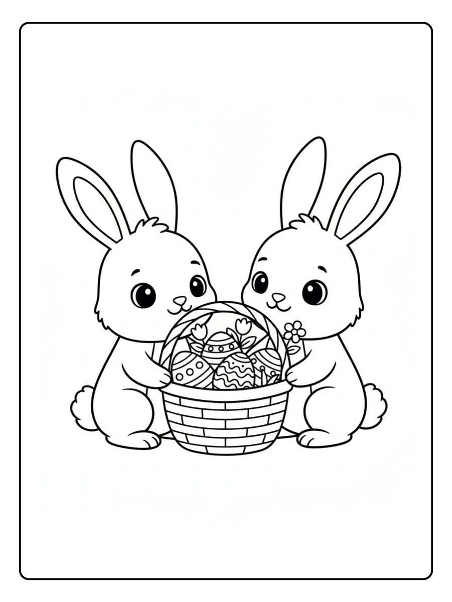 Hasen Ausmalbilder Osterkorb