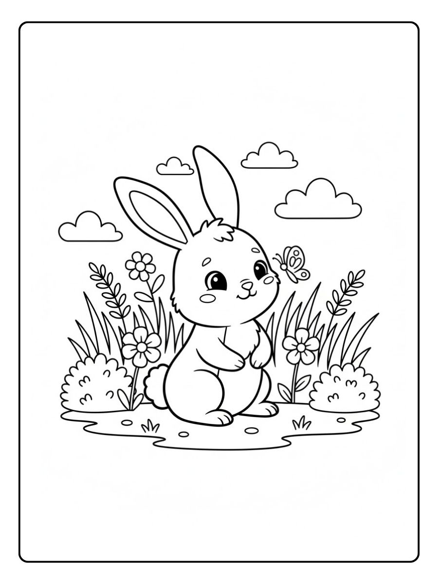 Hasen Ausmalbilder im Garten