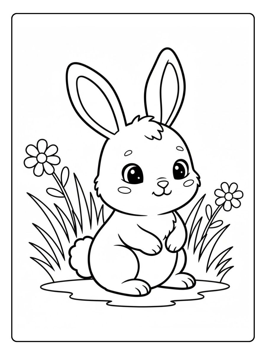 Hasen Ausmalbilder im Gras