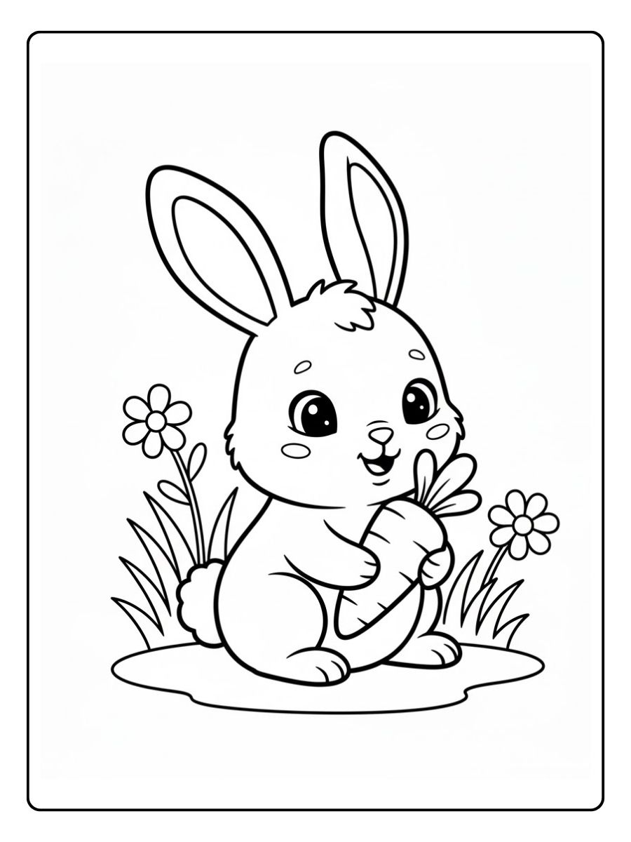 Hasen Ausmalbilder mit Karotte