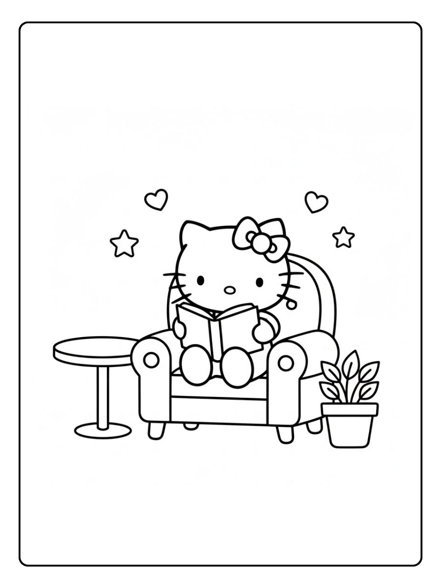 Hello Kitty liest ein Buch